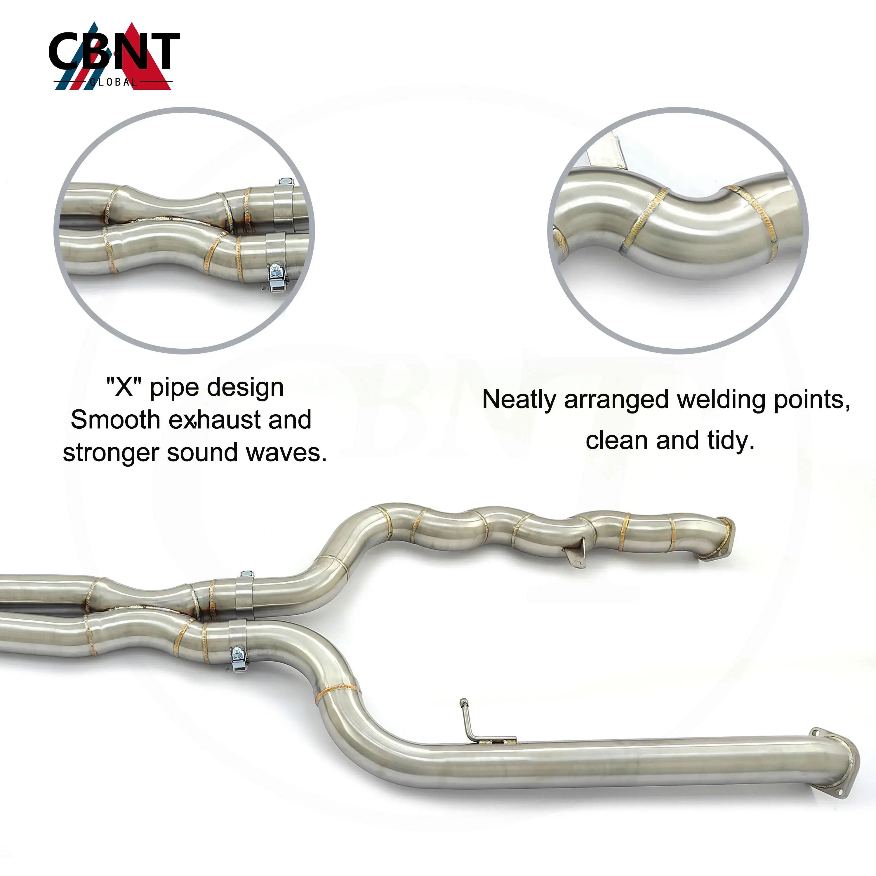 CBNT Equal Length Mid Pipe for BMW G87 M2 S58 3.0T Exhaust System Middle Pipe 70mm/2.75inches SS304 Performance Exhaust-Pipe