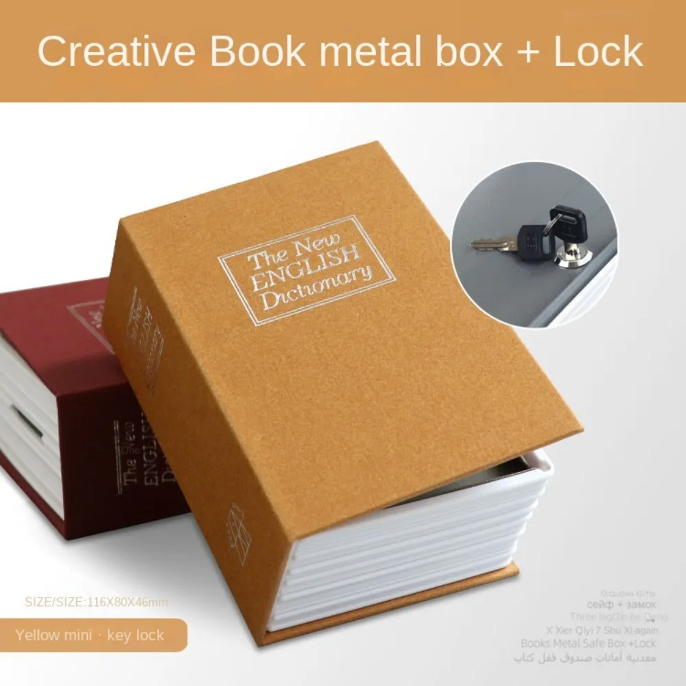 Dictionary Hollow Book Metal Box Simulated Book Hidden Safes Key Box with Lock Hide Jewelry Diary Storage Savings Bank Box