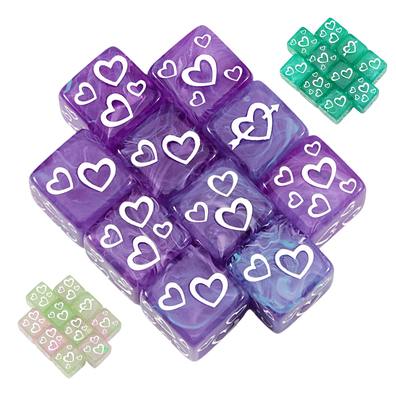 10Pcs Love Dice Set, Suitable for Card Games, 16mm D6, Acrylic Counting Love Numbers, Used for Luck Management