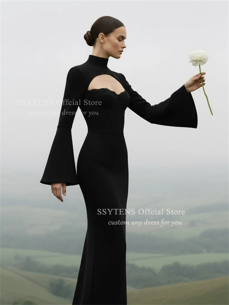 SSYTENS Elegante Frauen Abendkleider Einfache Schwarz Meerjungfrau Party Kleid Sexy Backless Prom Kleider Angepasst Vestidos De Fiesta