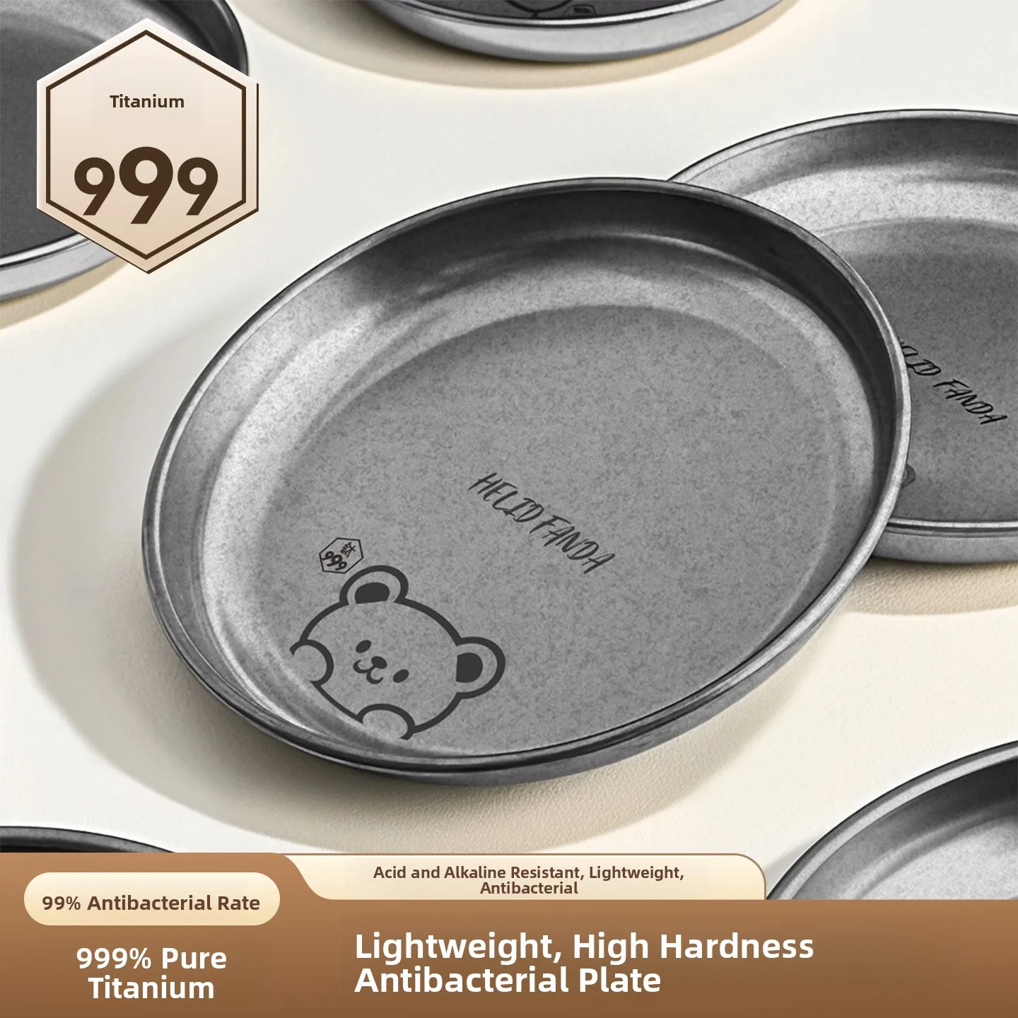 

Детская обеденная тарелка из чистого титана, набор для кормления малышей для мальчиков и девочек, легкая тарелка для еды в детском саду, легкая...