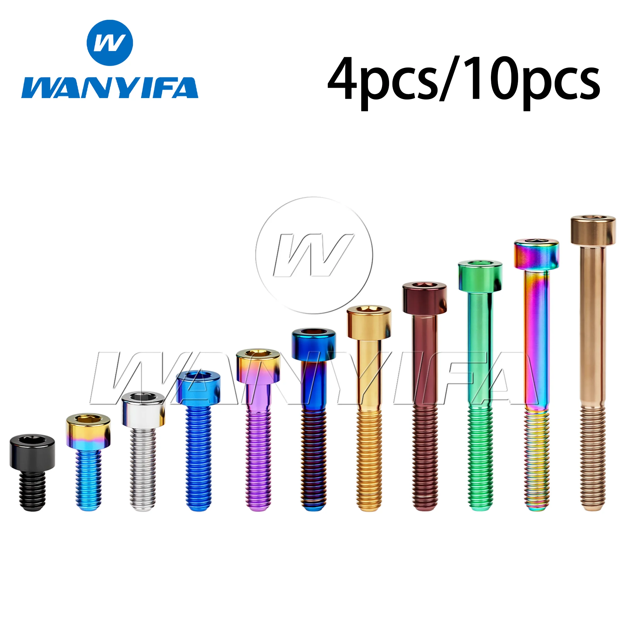 Wanyifa M6x10/15/18/20/25/30/35/40/45/50/55/60/65mm Titanium Allen Hex Socket Head Bolts Bike Stigma Screws 4pcs/10PCS