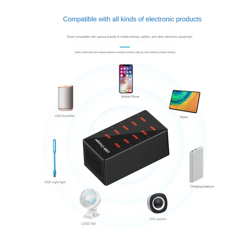 

ABDE-10 Port USB Charger Desktop USB Wall Charger USB Charging Station For Smartphones And Other USB Charging Devices