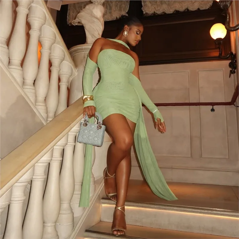 Halternekmouwen Geplooid Tube Top Lint Heupbedekkend Kort Rokkostuum Mode Nieuwe Dames Elegante Damessetsankiм Ж Diego