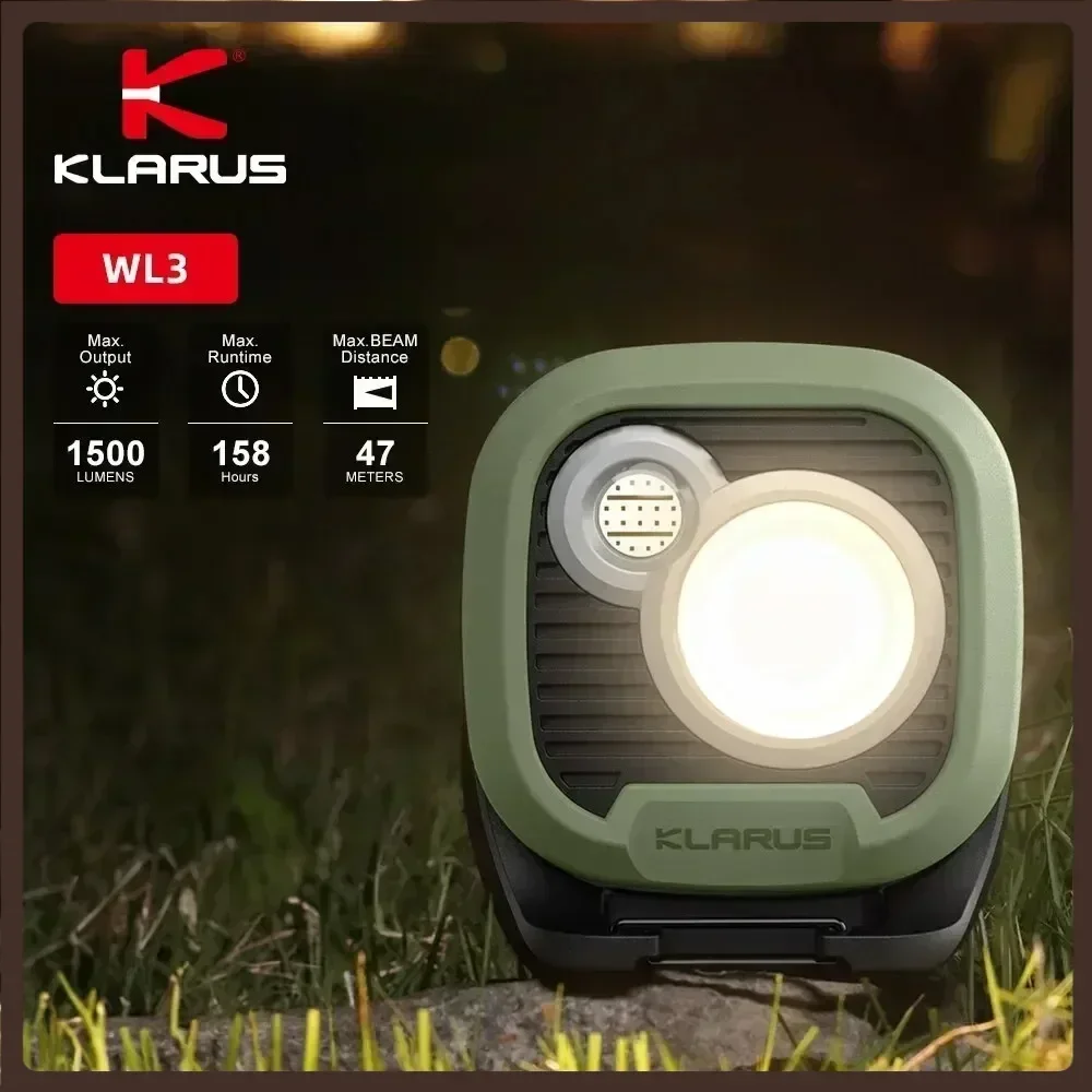 

Klarus WL3 Portable COB Flashlight Dual-color Camping Light 1500 Lumens 13500mAh Rechargeable Battery Magnetic LED Flashlights
