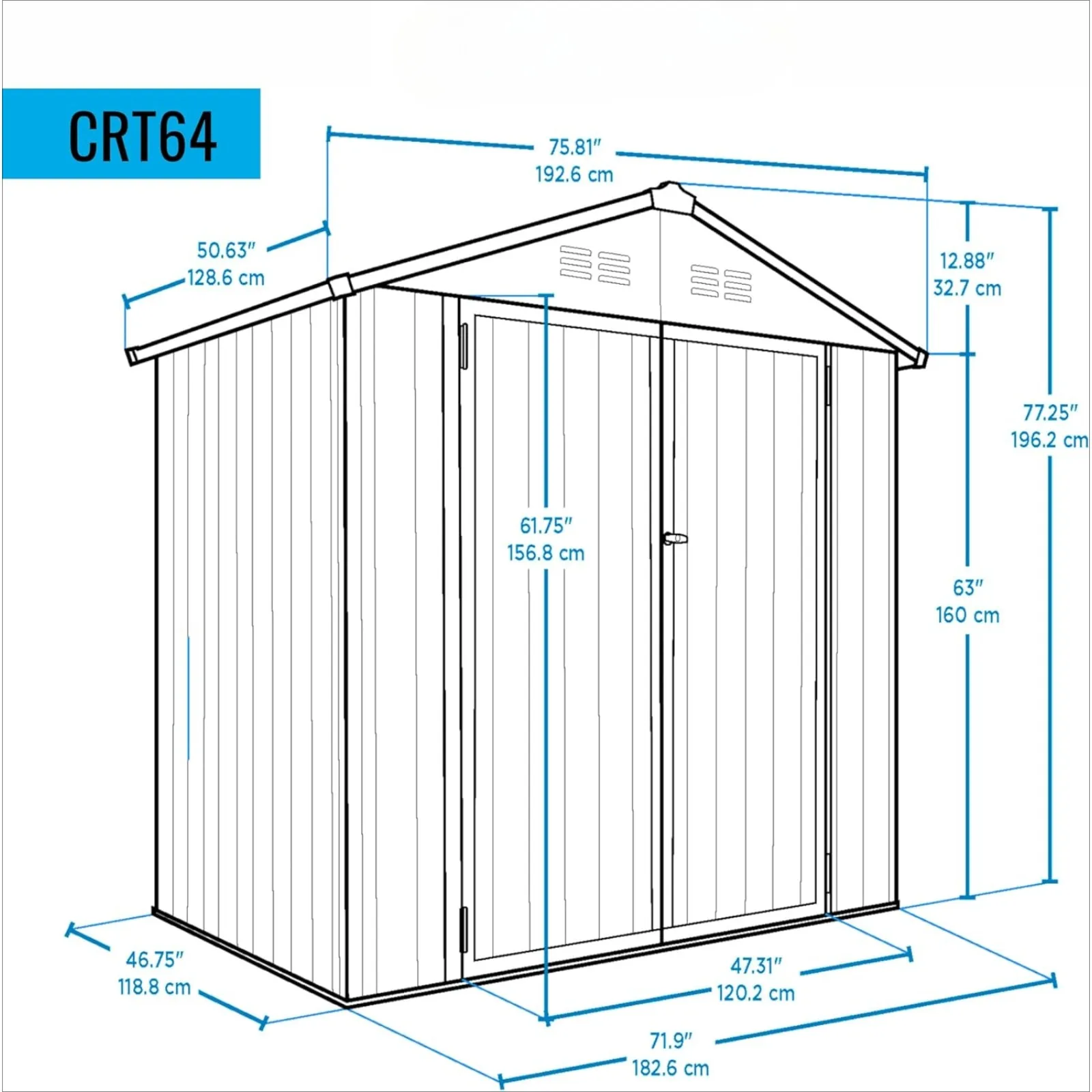 Cobertizo de almacenamiento de acero galvanizado para exteriores de metal estadounidense con puertas bloqueables para almacenamiento en patio trasero o en el patio de bicicletas, parrillas y suministros