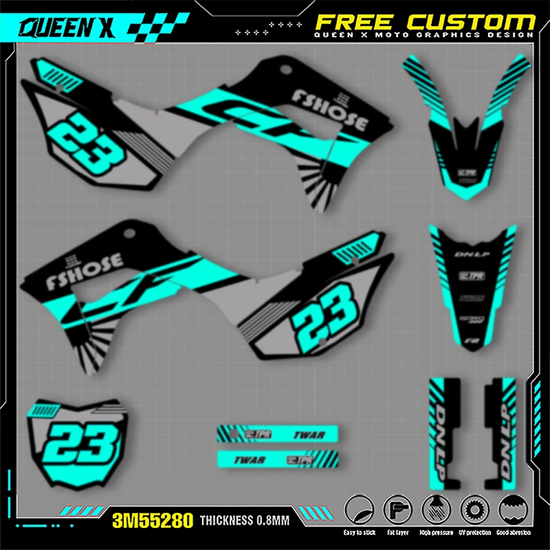 

Комплект наклеек QUEEN X MOTO для HONDA 2019 2020 2021, CRF125F, новый стиль, индивидуальная командная графическая наклейка 006