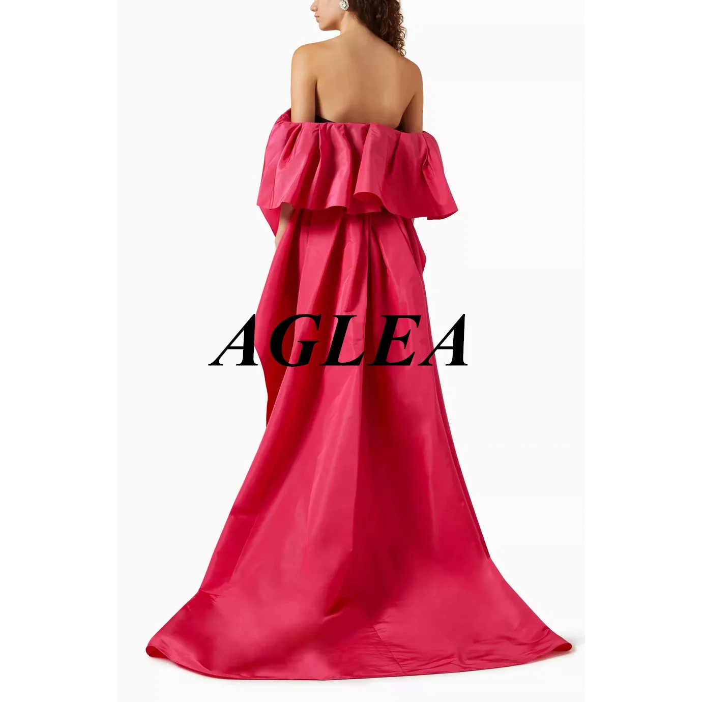 AGLEA-Robe de Soirée en Satin Sans Bretelles pour Femme, Tenue de Bal, de Cocktail, de Mariage, Formelle, Moderne et Simple, 2024