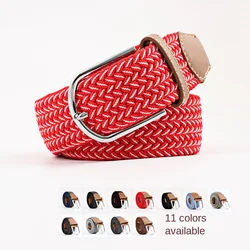 Women's Canvas Belt Men's Elastic Hunting Belt Casual Elastic Woven Needle Casual Knitted Pin Buckle Braided Stretch Jeans Belts