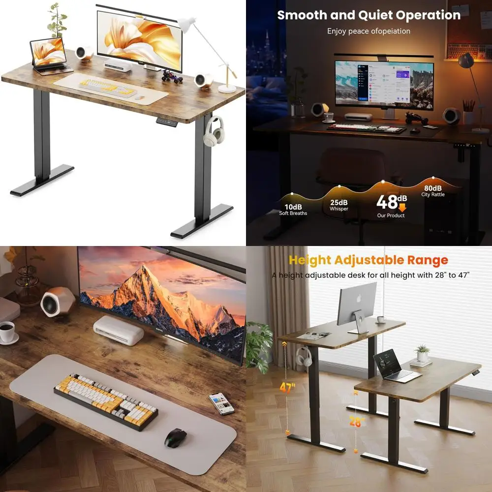 

Эргономичный регулируемый по высоте стол 48x24 с крючками, цвет рустик-коричневый, для дома или офиса