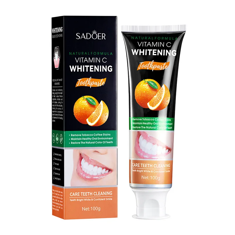 

Teeth Whitening Toothpaste Vitamin C Coconut Toothpaste Fresh Breath Removes Stains Oral Hygiene Teeth Care Product 100g