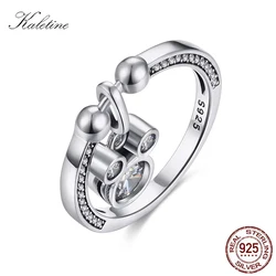 Kaletine Cute Mickey Ring 925 Silver Sterling Rings For Women Mouse Pendant Charm CZ Fashion Jewelry 2020