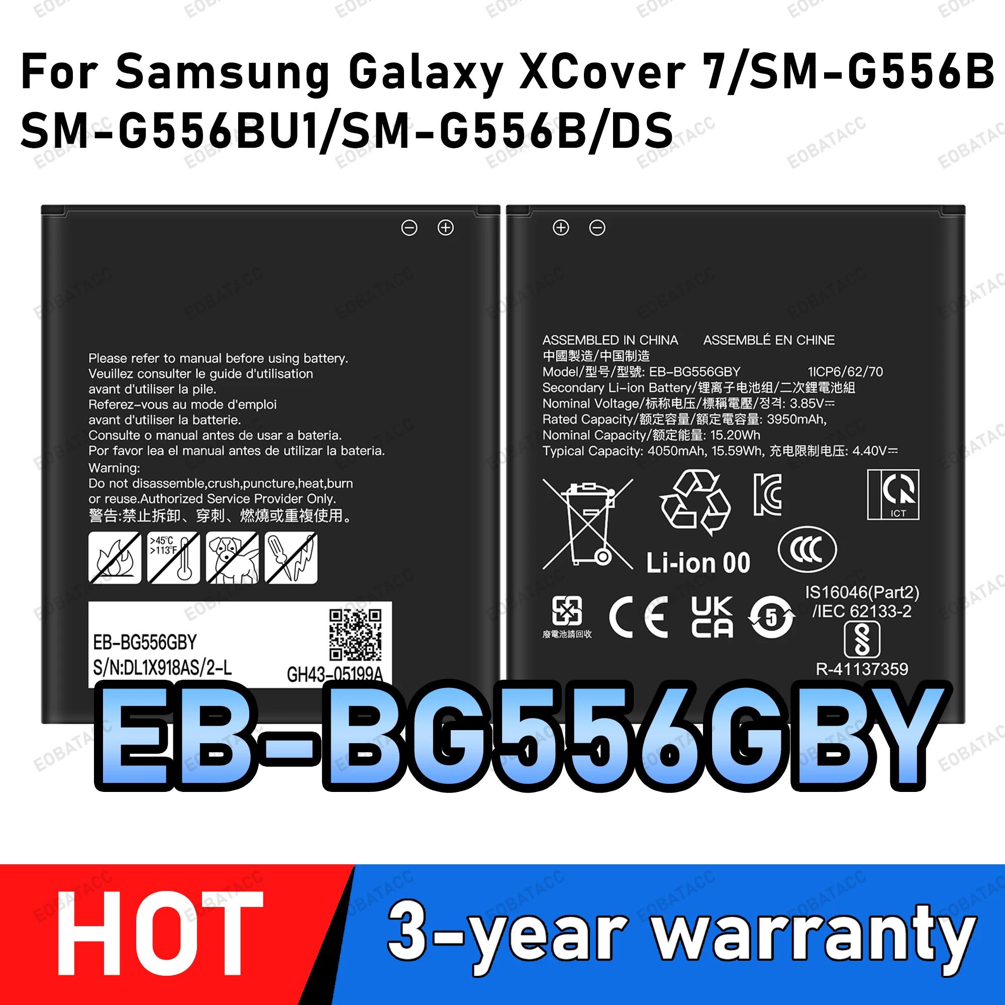 

100% New High Capacity EB-BG556GBY Battery For SAMSUNG GALAXT XCover 7/SM-G556B Replacement batteries +Free Tools