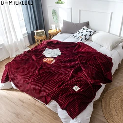 Red Wine Flannel Throw Blanket for Beds, Plaid, Soft, Hairy, Bed Covers, Warm, Fleece, Decorative Sofa Blankets, Stitch, Winter