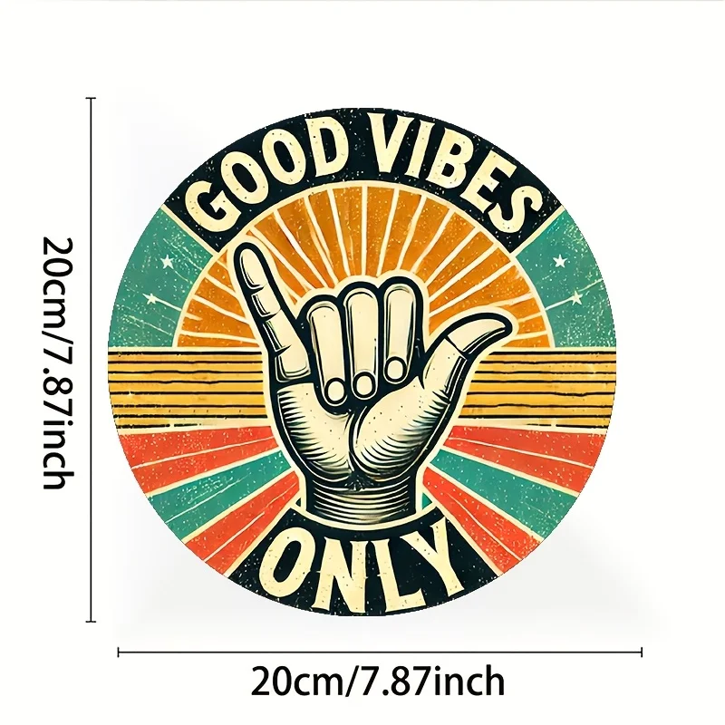 2D Flat, 1pc Retro 60S/70S Shaka Hand Metal Wall Decor - Hawaiian Peace Symbol And 