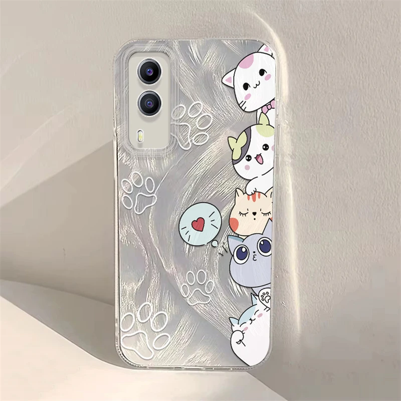 IMD Phone Case For Vivo Y200 Y100 Y95 Y93 Y91 Y90 Y85 Y81 Y78 Y77 Y75 Y70 Y56 Y53 Y51 Animal Pattern Feather Yarn Soft Cover