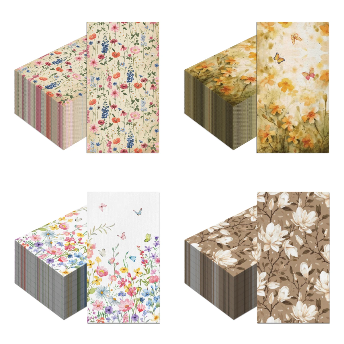 20/40/60/80pcs Vintage Wildflower Floral Printed Disposable Paper Napkins for Wedding Birthday Christmas Table Decor Supplies
