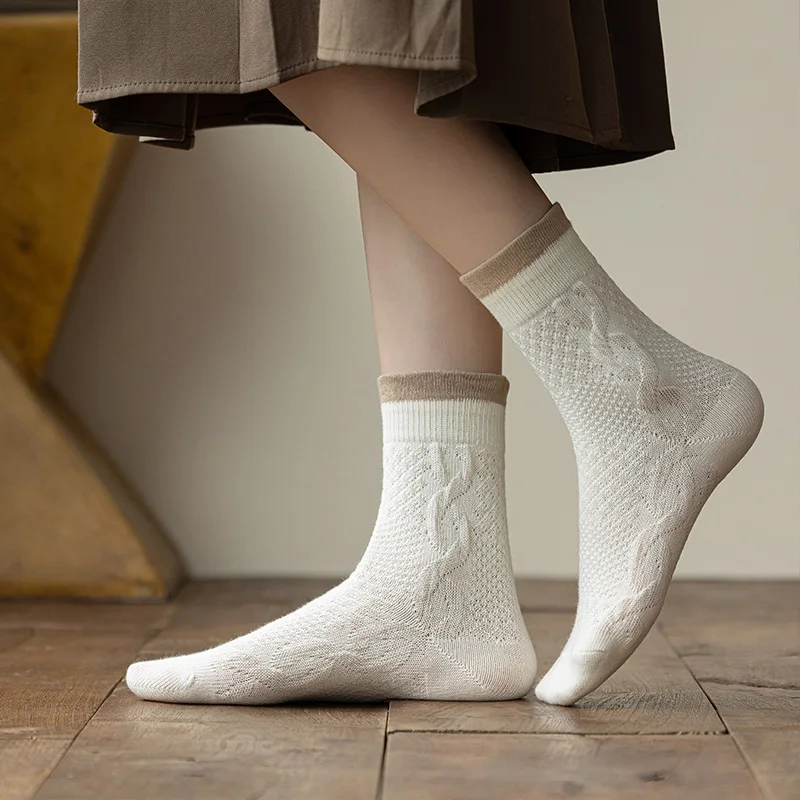 Cute Socks For Women Autumn Winter New Fashion Breathable Japanese Style Sweet Crew Socks Girl Mixed-Color Ruffle Frilly Socks