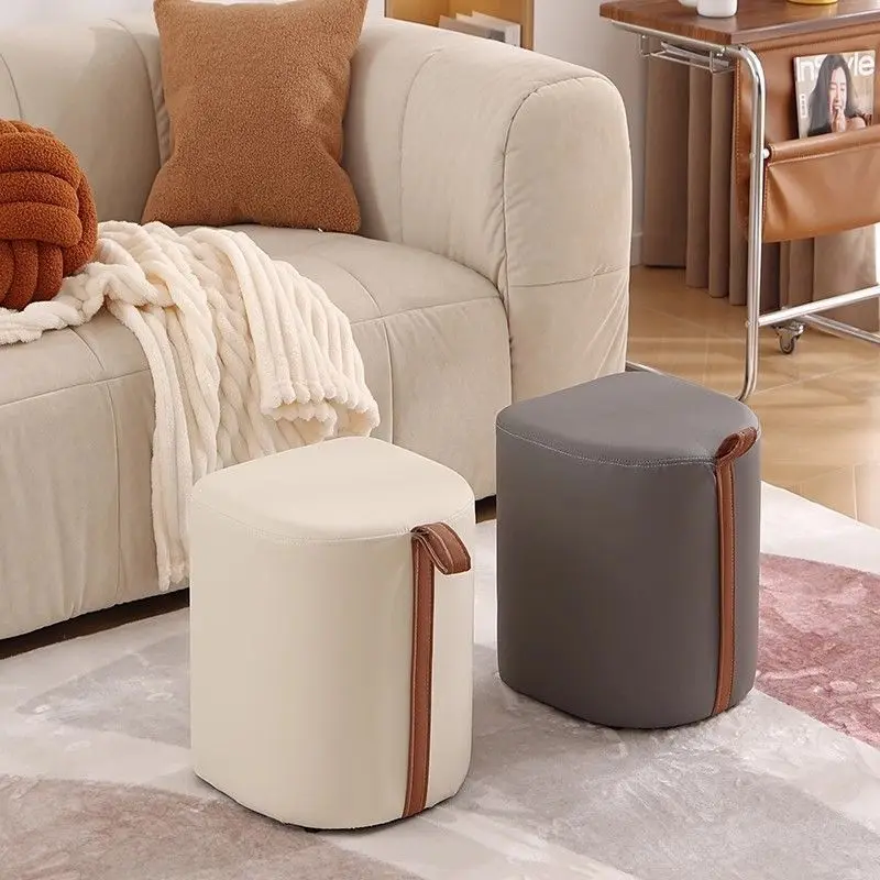 Light Luxury Premium Upholstered Vanity Stool Minimalist Makeup Chair for Bedroom Small Space Home Compact Square Ottoman