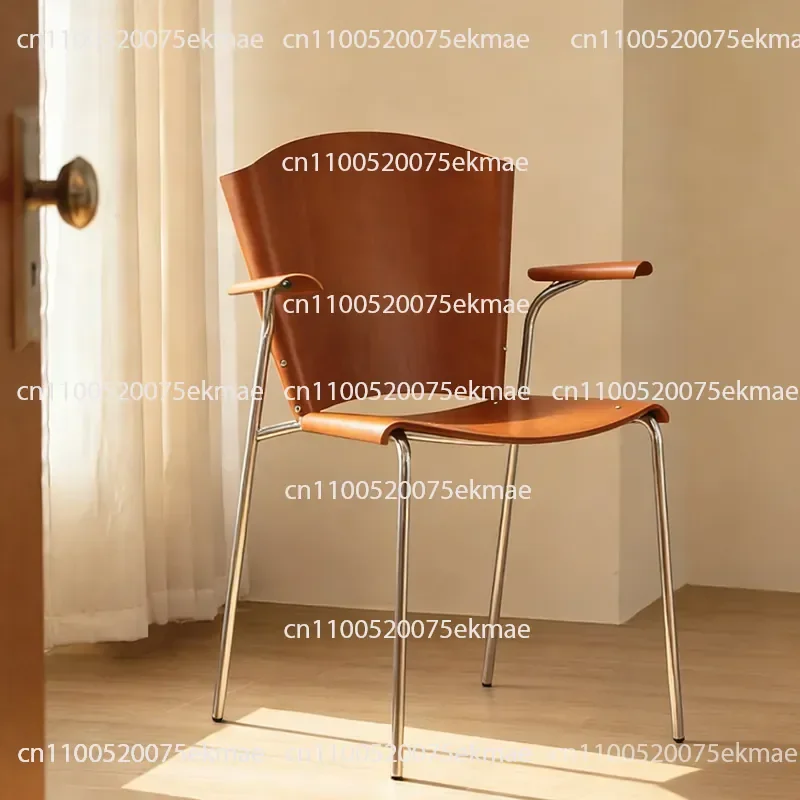 Antique Wrought Iron Home Dining Chair Retro Bauhaus Style Armchair Home Dining Room Study Chair