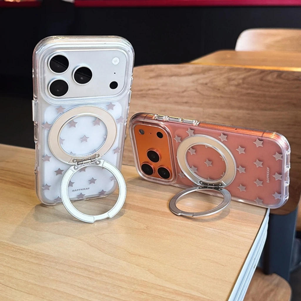 

Модный летний прозрачный чехол для телефона с узором в виде звезд, вращающийся на 360 градусов, противоударный, для iPhone 17 16 15 Pro Max