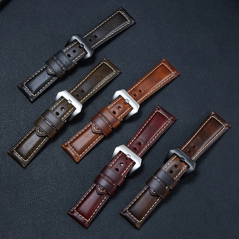 Watchband High quality Italian vintage oil wax leather strap for men Peina Panghai 20 24 26 22mm watch strap UTHAI Z121