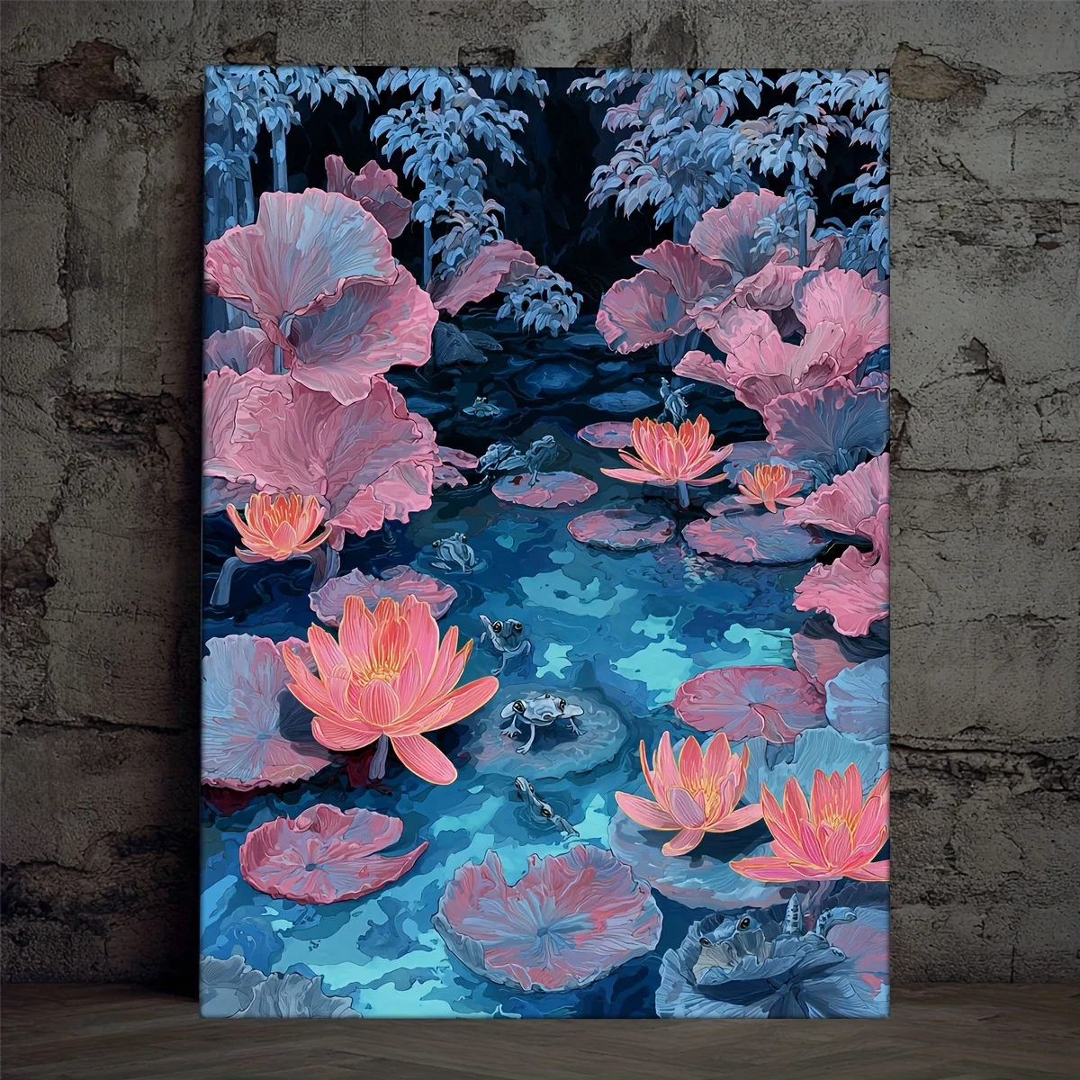 

500/1000/1200/2000PCS Puzzles for Adults Lotus and Watercolor Frog Pond,Jigsaw Puzzles Brain Challenge Game Gifts Home Decor