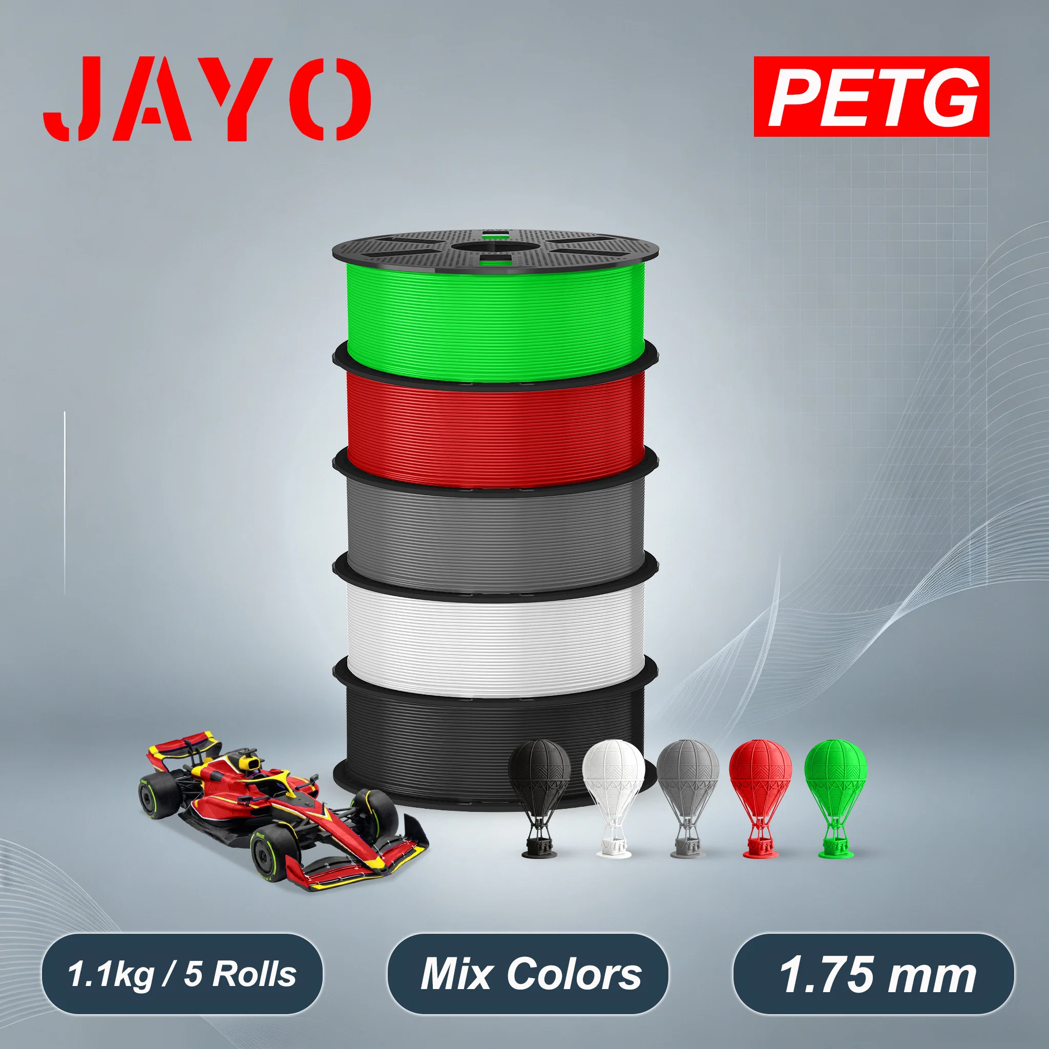 Image of JAYO 3D-Drucker PETG-Filament 1,75 mm 5,5 kg 3D-Drucker-Filament, ordentlich gewickeltes 3D-Druckmaterial für Bambu FDM