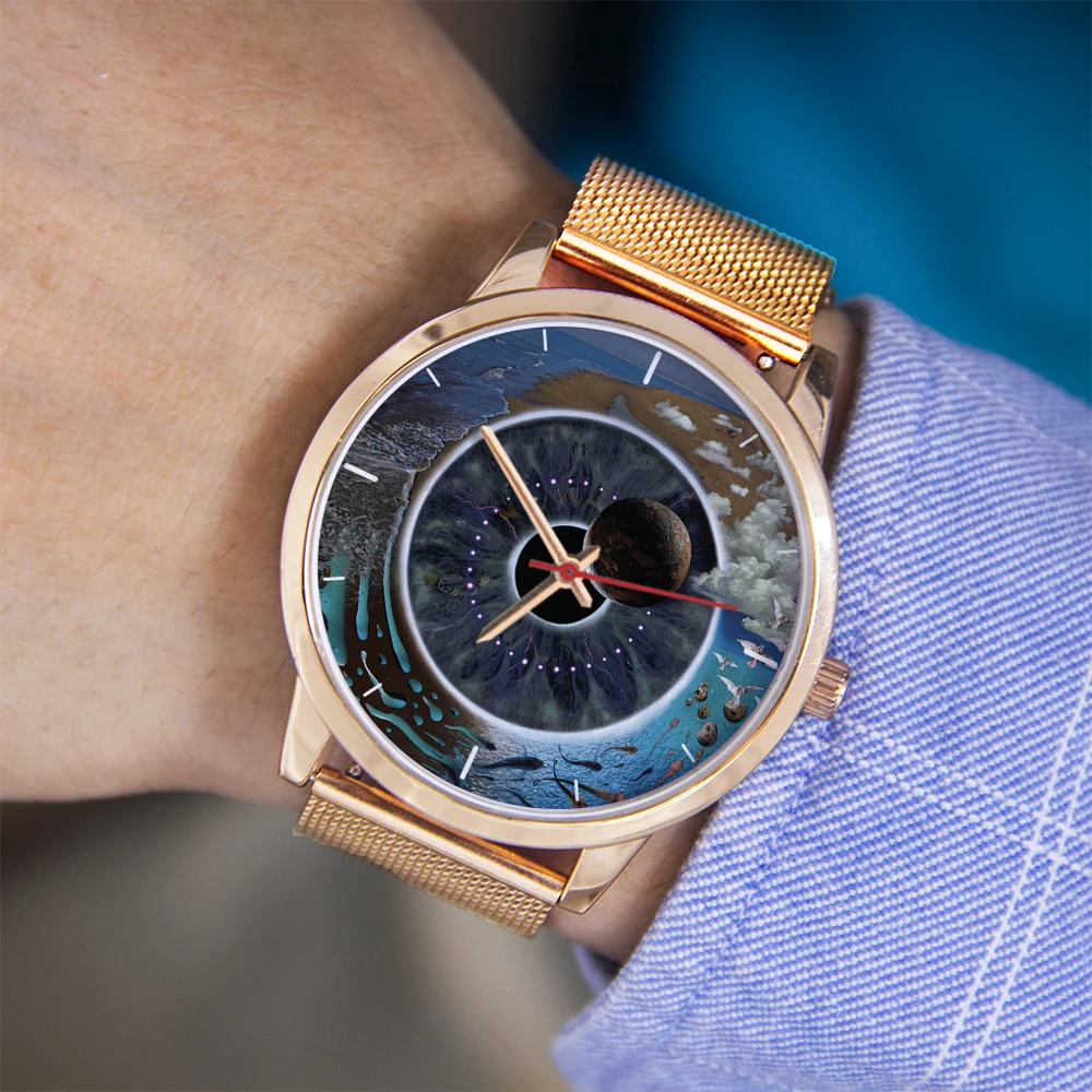 Rose Gold Man Watches Personality for You Eyes of the Earth Men Watch Dial Ocean Gift Black Quartz Wristwatches Silver Naviforce