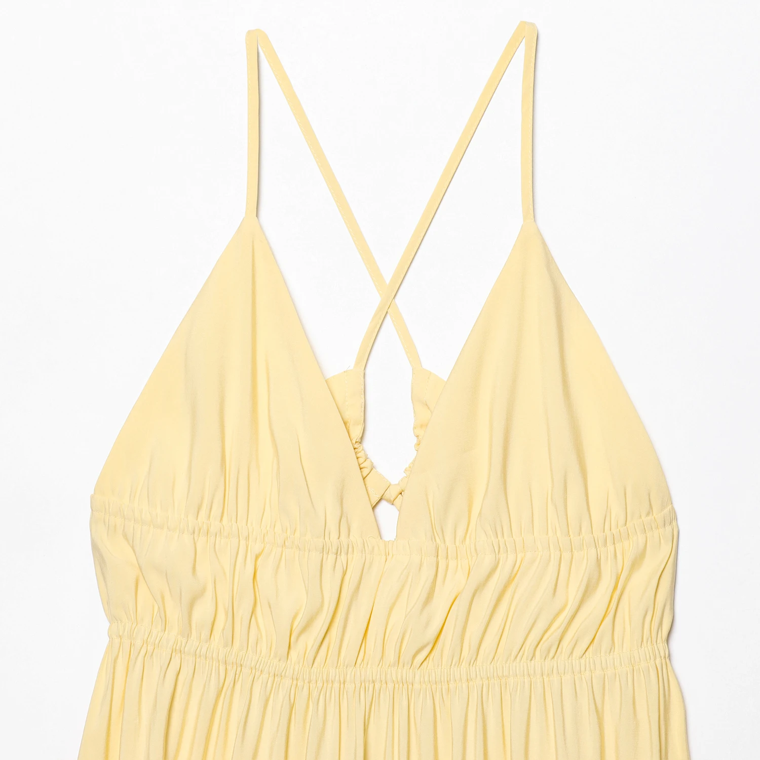 Ele V-ne Midi Dr JNLEAOG Women's Faion Autumn New Arrival Draped Strapl Dr High Waist Polyester Fiber