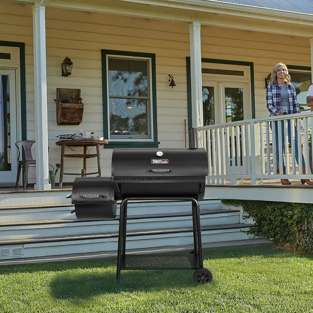 CC1830FC Charcoal Grill Offset Smoker (Grill + Cover), Black