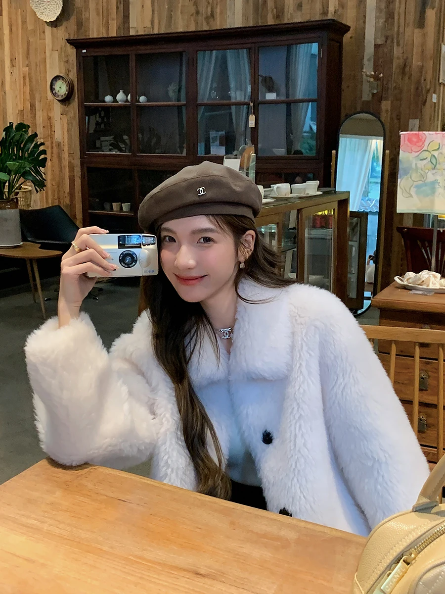 レディース オート ウール シープスキン フェイス ジャケット コート 2025 新作 スタイリッシュ レザー＆ファーコート カジュアル アウターウェア コート