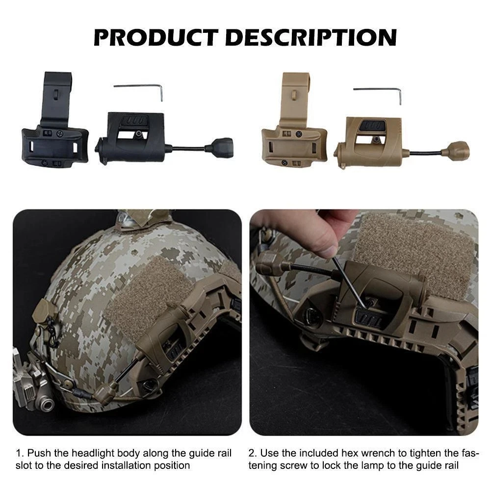 Tactical Helmet Light Military LED Task Lamp Bendable Survival Signal Light for Fast Mich Helmet for Outdoor Sports Hunting Fish