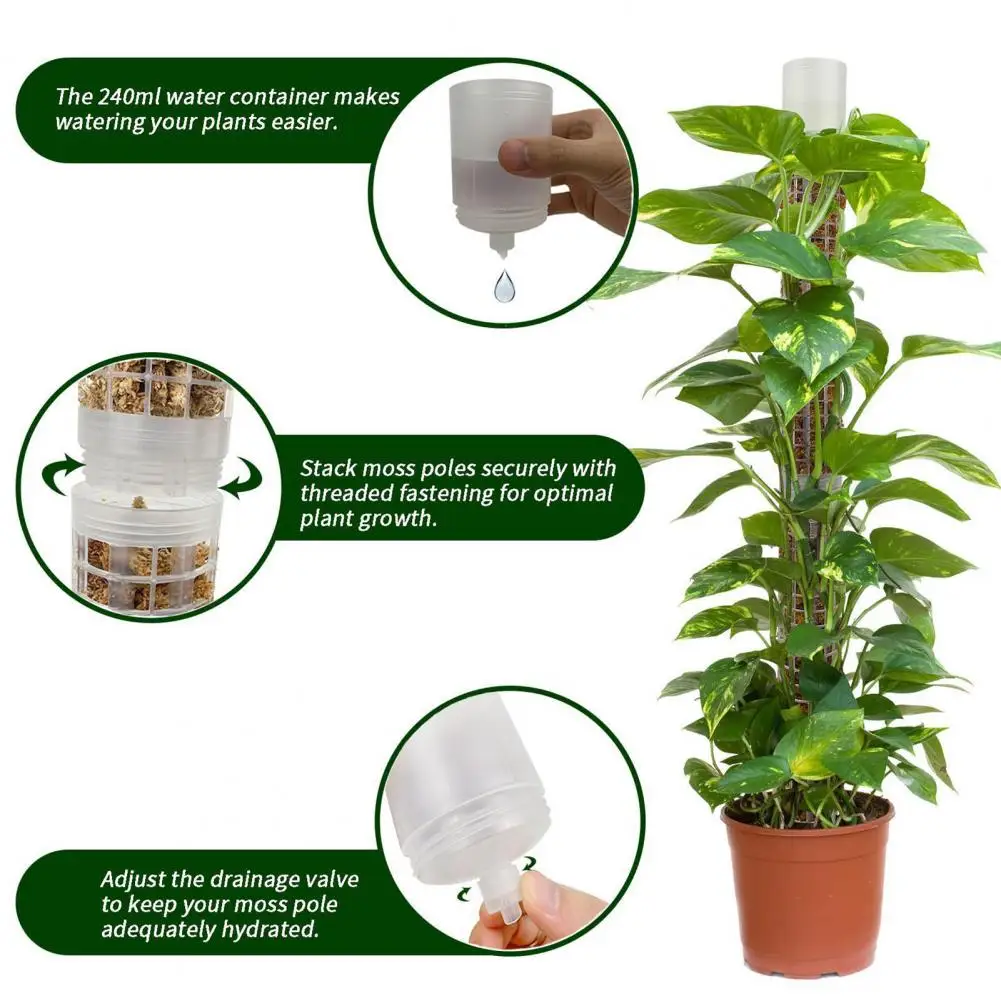 Self Watering Plant Pole Automatic Irrigation Plant Support Self Watering Moss Pole Plant Support Stackable Plastic for Potted