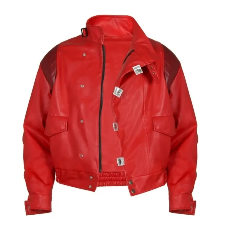 CanCos Akira Kaneda Jacket Cosplay Capsule Pill Printed Bomber Motorcycle Rider Leather Costume Anime Clothes Red Men Coat view 5