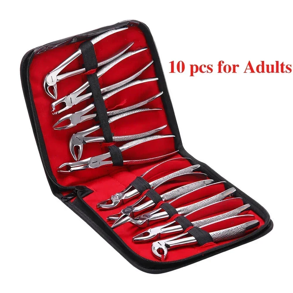 7pcs Stainless Steel Dental Extraction Forceps Pliers Kit for Adult & Children Surgical Teeth Removal Tool Set