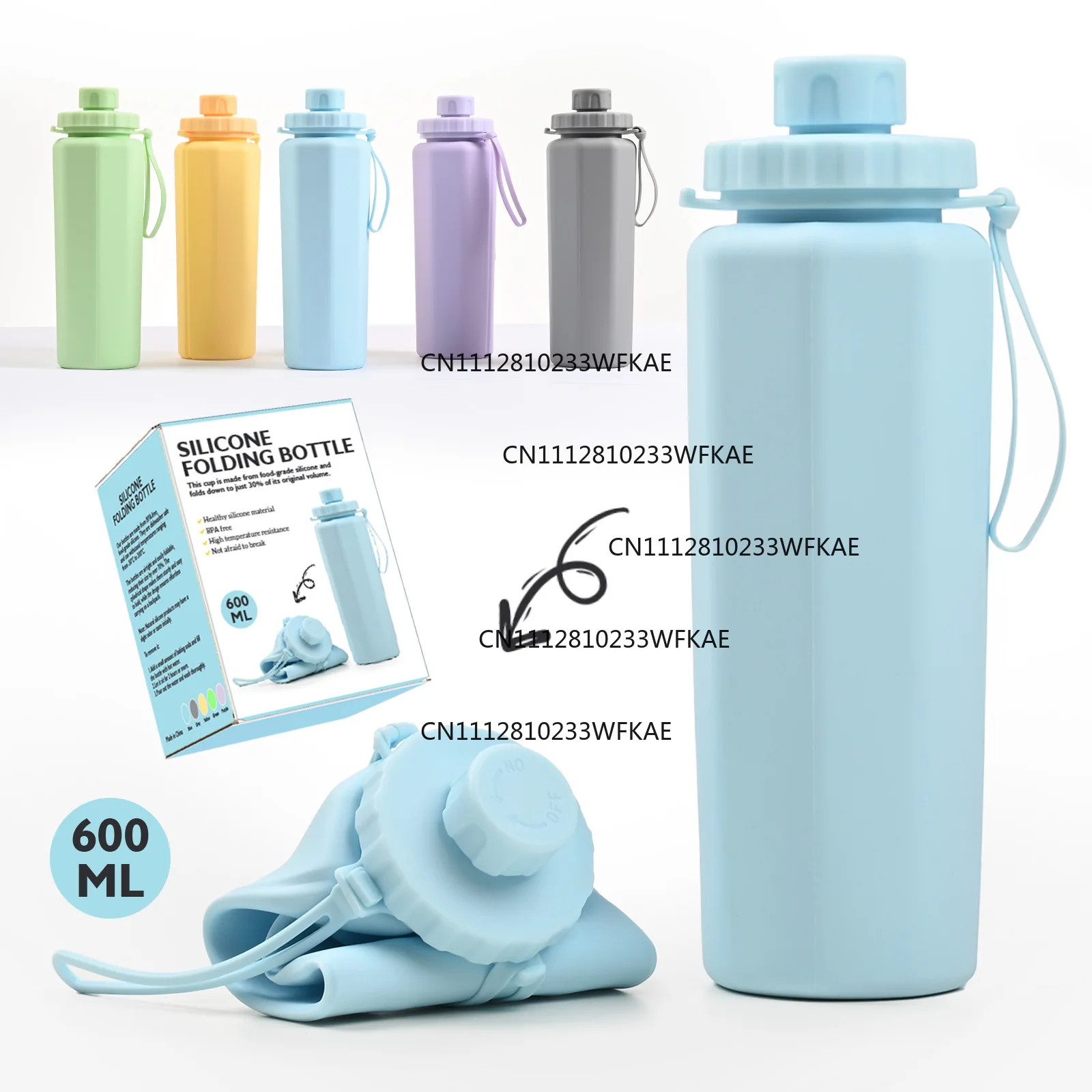Silicone Sports Kettle Portable Anti-drop High Temperature Foldable Food Grade Silicone Water Cup