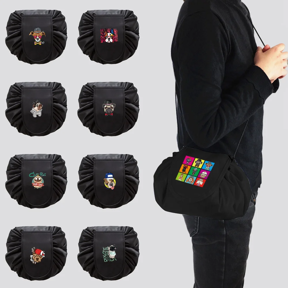 

Lazy Drawstring Cosmetic Bag Lady Travel Makeup Bag Dog Print Organizer Women Make Up Case Storage Pouch New Toiletry Beauty Kit