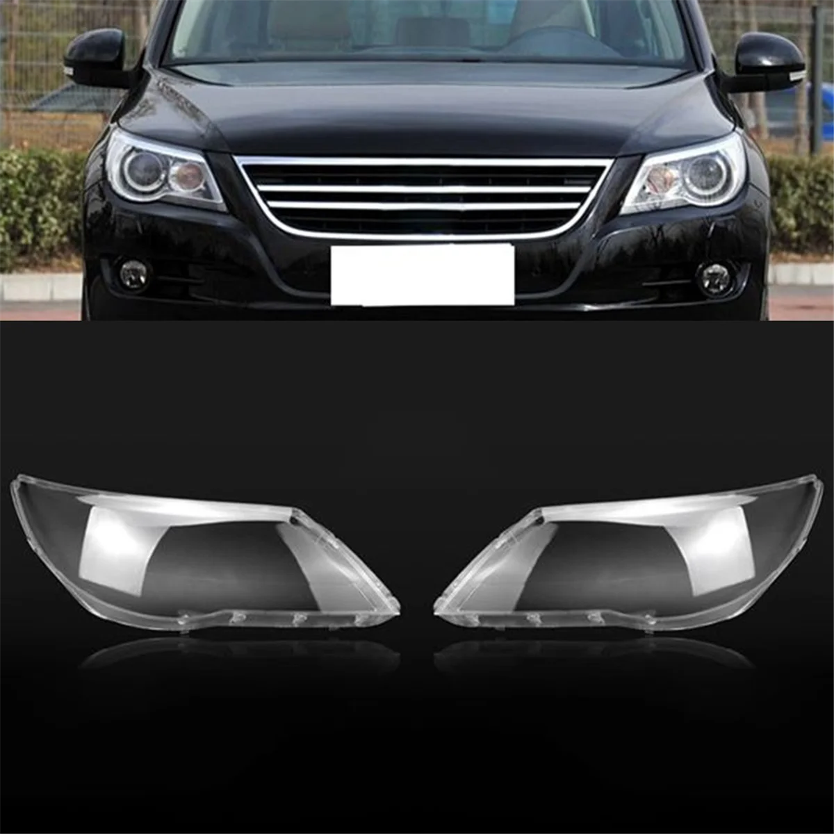 Untuk VW Tiguan 2009-2012 sisi kiri mobil penutup lampu depan transparan kap lampu lensa penutup lampu depan mobil