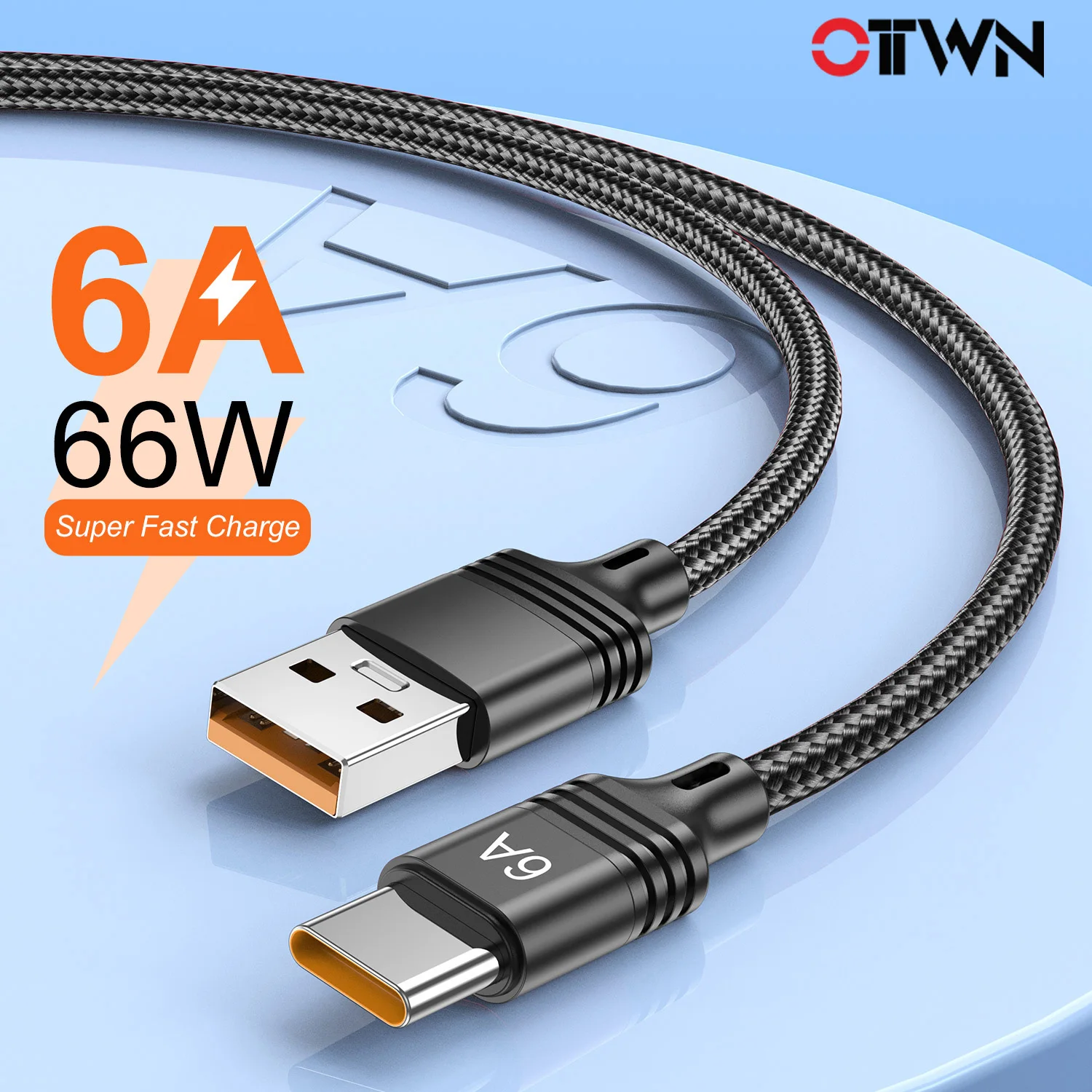 OTTWN 6A 66W Cable Super Fast Charging USB C Cable for Huawei P40 P30 Pro Type C Data Wire Cord for Xiaomi 12 11 POCO X4 Oneplus