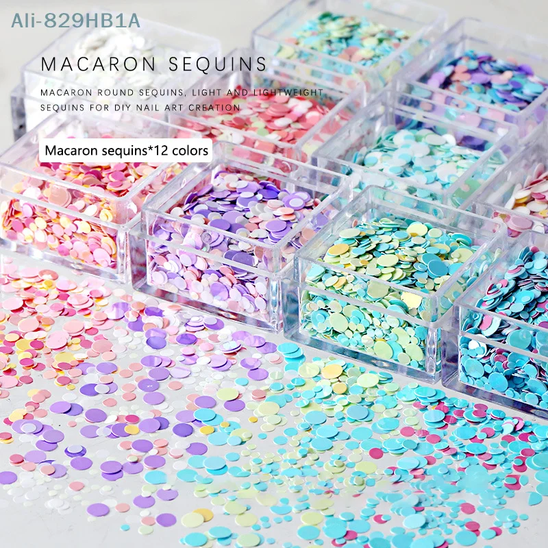 1Box Macaron Circular Glitter Mix Sequins Multicolour Nail Mirror Flour DIY Nail Art Nail Decoration Nail Art Enthusiasts