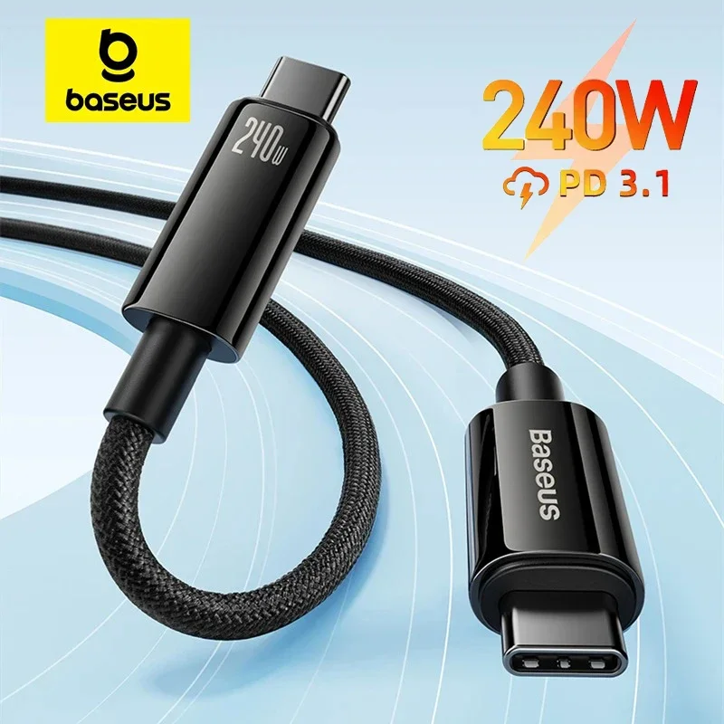 

Baseus 240W PD 5A USB C Cable For MacBook Samsung Xiaomi iPad Huawei Fast Charging Type-C to Type-C Cable For iPhone 16 Pro Max