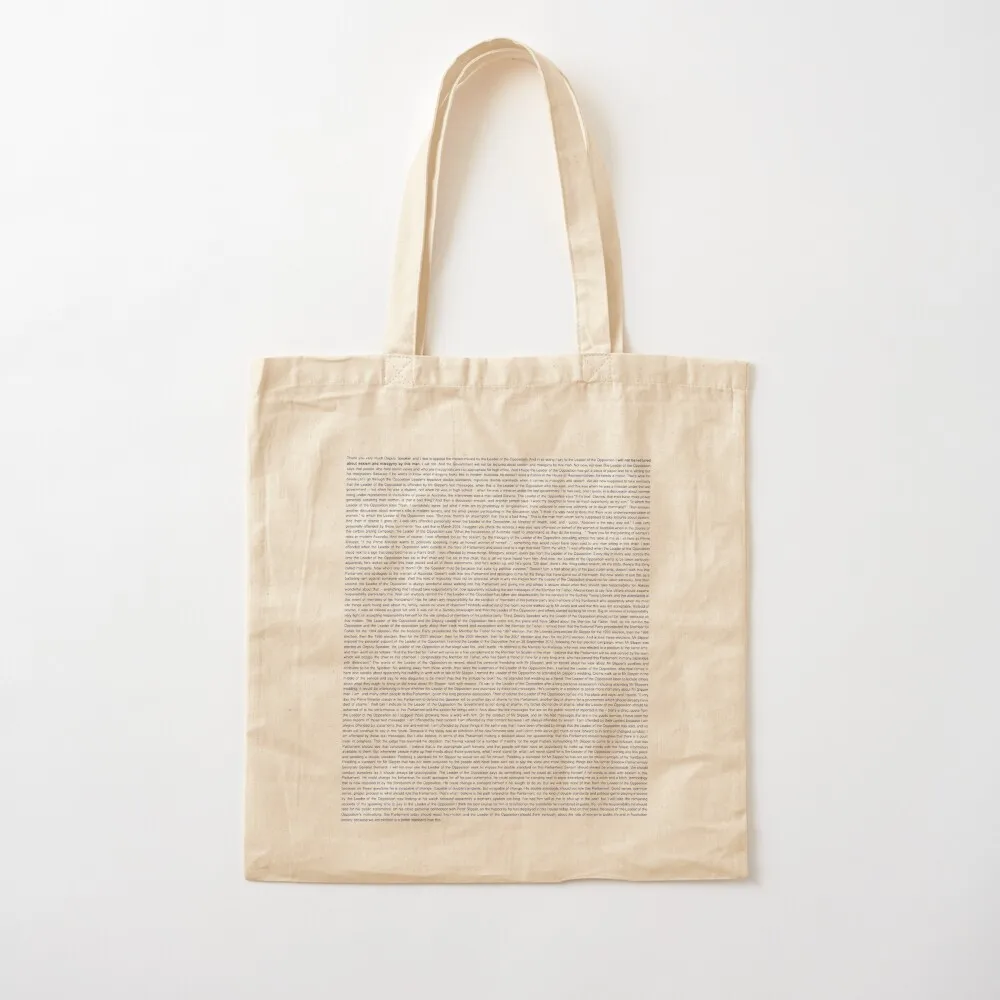 

Gillard's 2012 misogyny speech transcript Tote Bag Women's beach bags Eco bag Customizable tote bag Canvas Tote