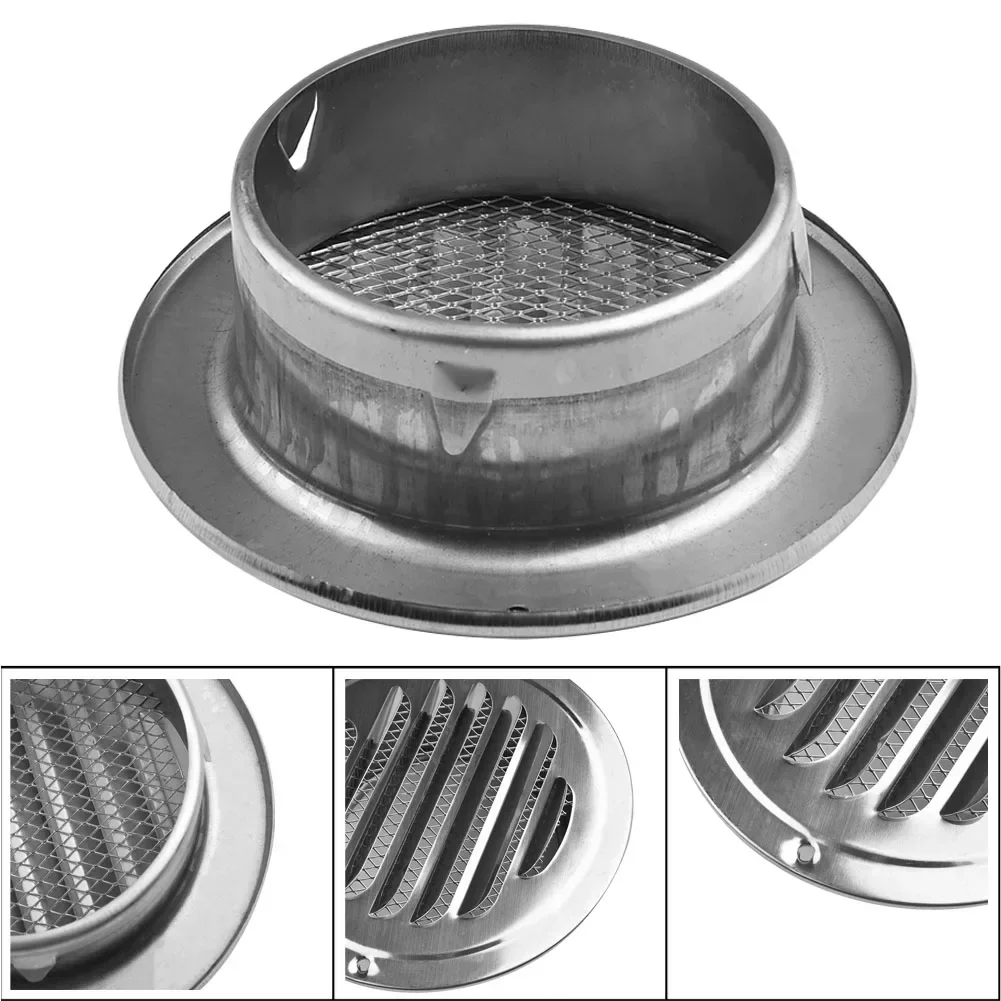 Stainless Steel Louver Air Vent Outlet with Anti Insect Mesh, Thicken Design, Multiple Sizes 80mm/100mm/120mm/160mm