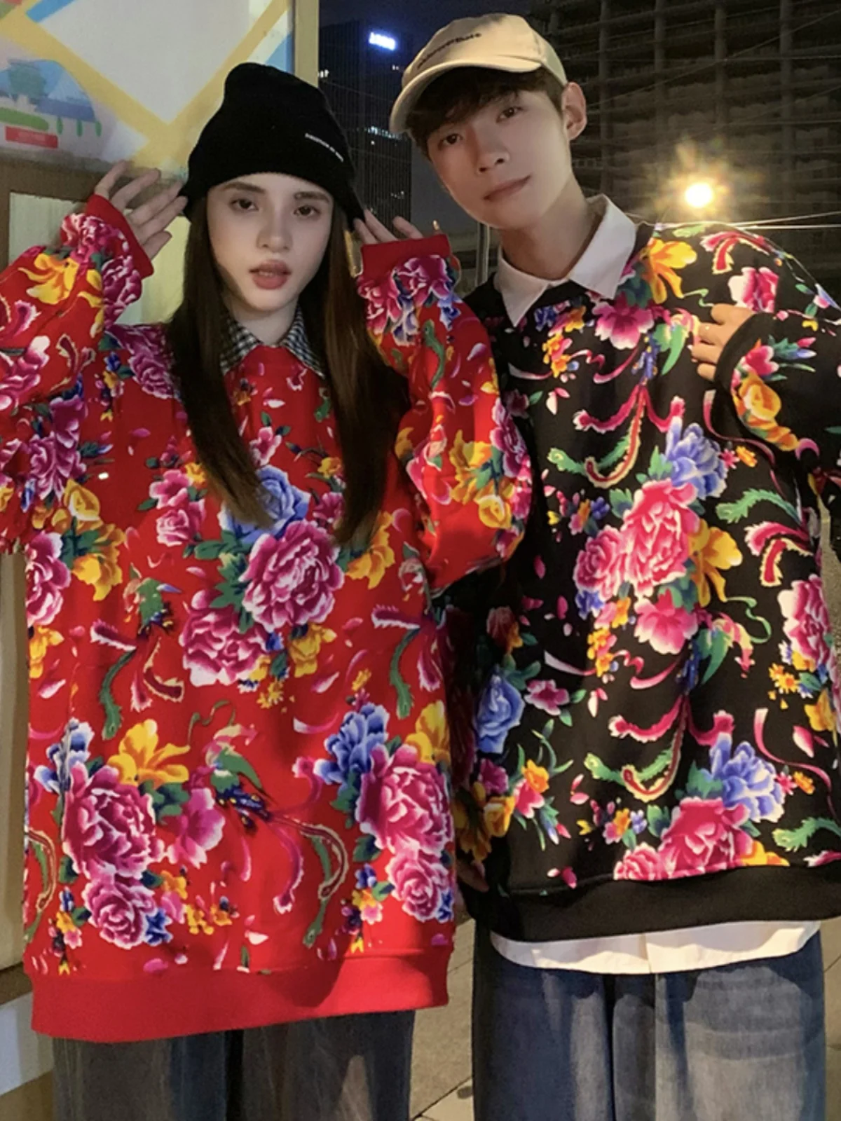 

Мужской свитшот Northeast Big Flower: повседневный, модный, ретро, весенне-осенний, парный комплект, новинка ранней весны, свободный крой, круглый вырез