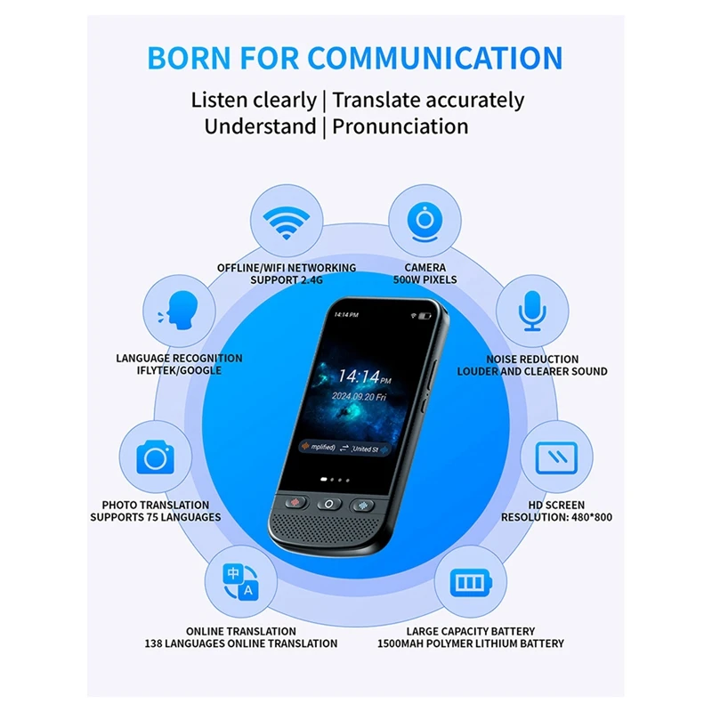 2025 New T7pro Real-Time Language Translator Voice Text Photo Translate Chatgpt Speak Freely Touch Screen Headphone Electronic - Image 5
