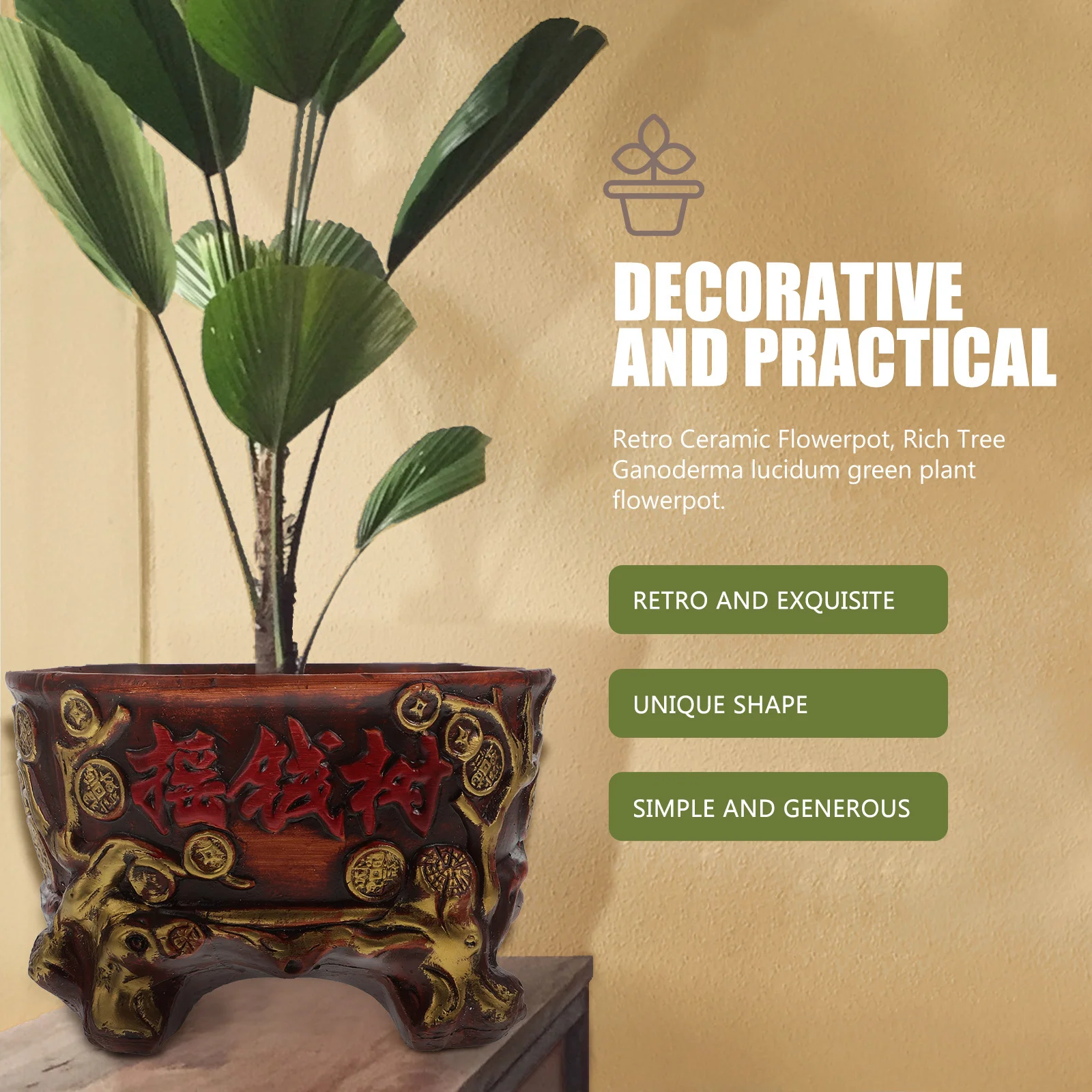 

1Pcs Ceramic Flowerpot Durable Creative Retro Succulent Plant Holder for Office Home Green Plant Flowerpot Plants Container