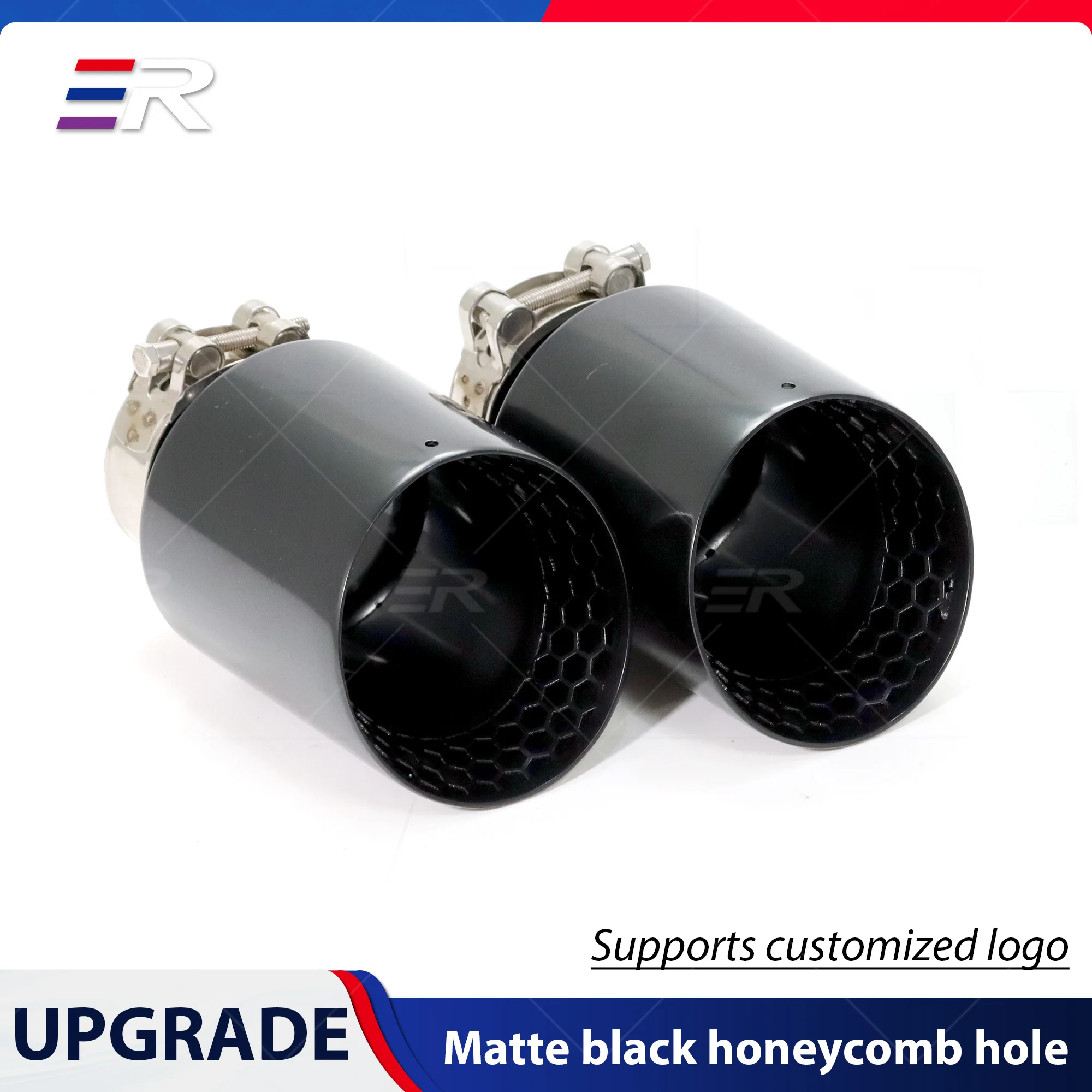 

ER Car Universal Exhaust Pipe Car Muffler Tip Matte Black Stainless Universal Modification Customized ER LOGO