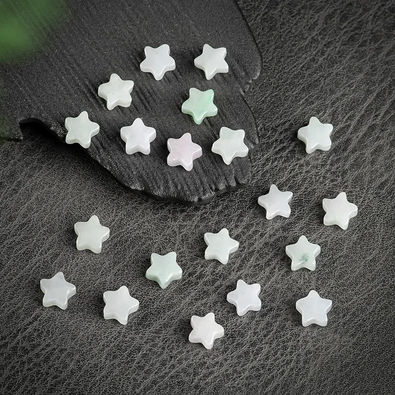 10pcs/lot Natural Myanmar A-grade Jadeite Small Stars Scattered Beads Handmade DIY  Materials Accessories Jewelry Drop Shipping