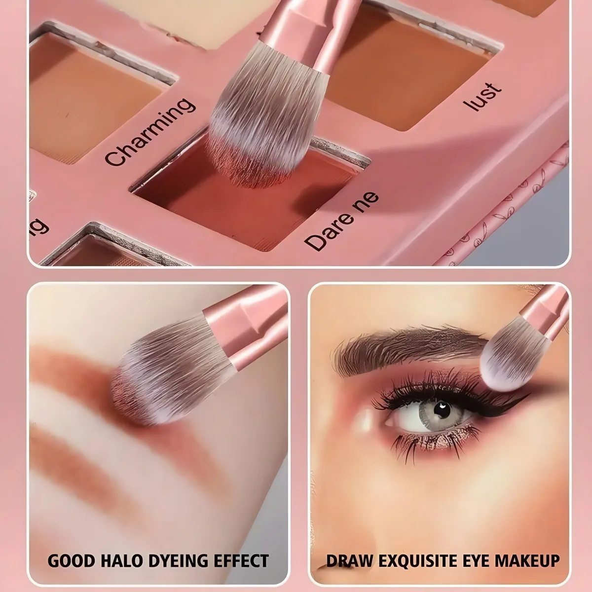 Ensemble de pinceaux de maquillage 8 pièces, avec éponge de mélangeur de beauté et bouffée de poudre en éventail, Kit d'outils cosmétiques professionnels